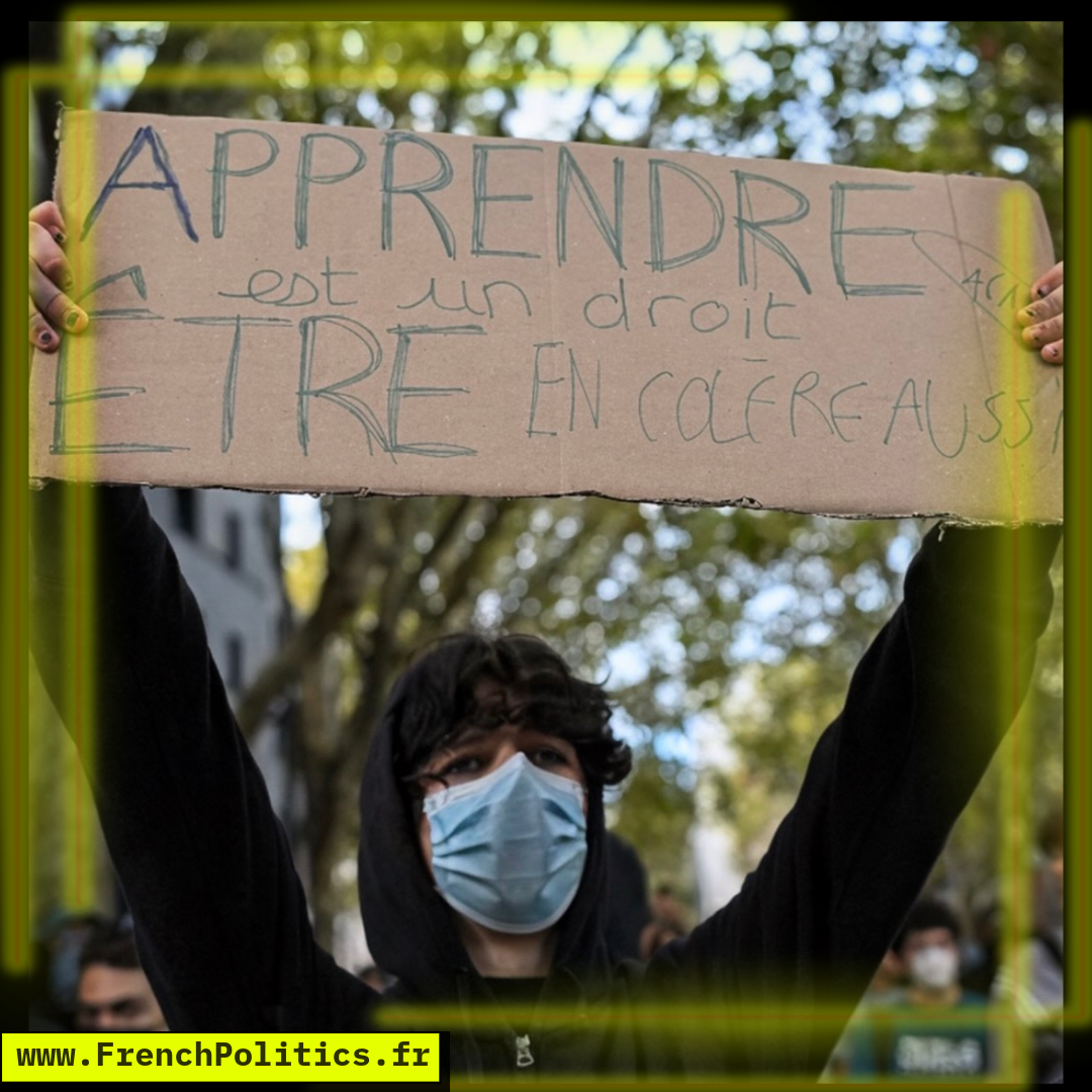 Photograph of a high-school protest sign; the text has not yet been transcribed.
