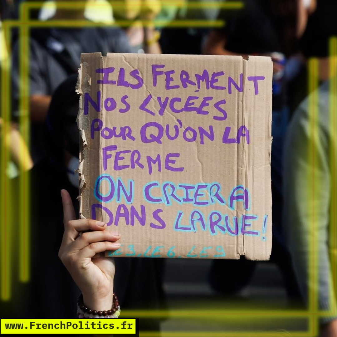 Photograph of a high-school protest sign; the text has not yet been transcribed.